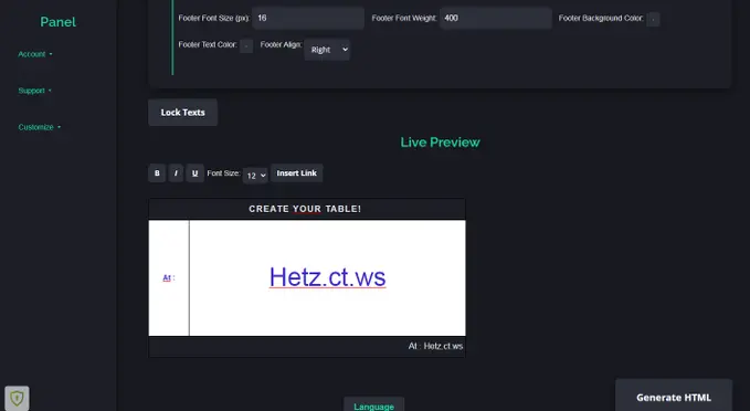 Screenshot 1 of HetzHTMLTables