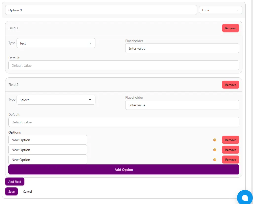 Screenshot 1 of Chatbot Menu Builder for Chatwoot