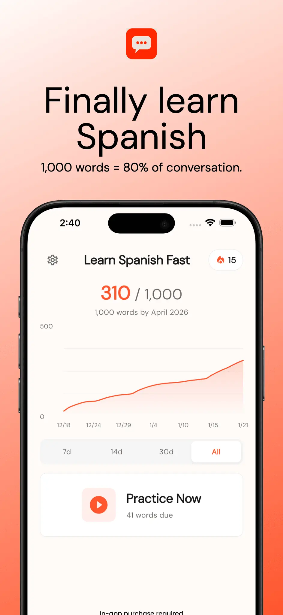 Screenshot 1 of 1000 Spanish Words