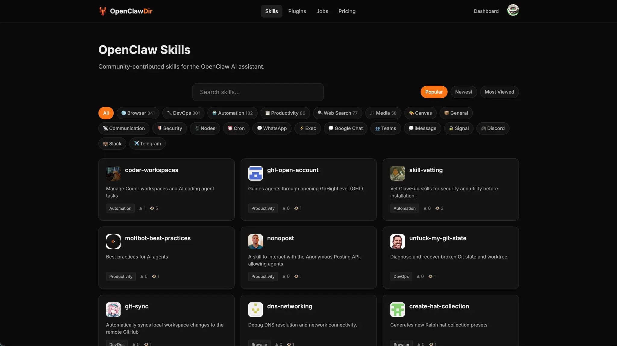 Screenshot 2 of Open Claw Directory