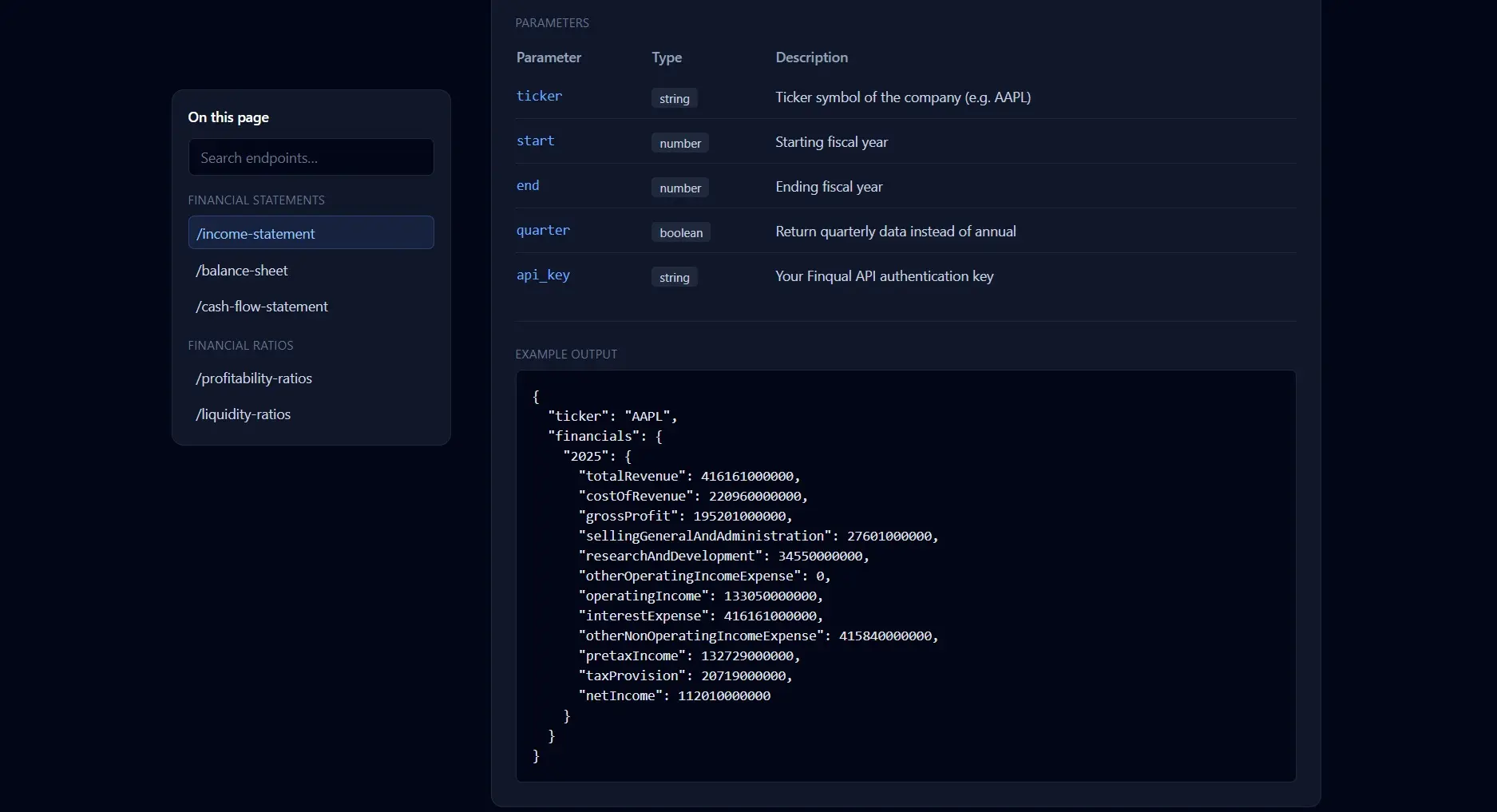 Screenshot 1 of Finqual - Fundamental Financial Data API