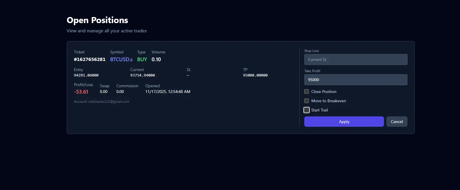 Screenshot 2 of Apex Agentic Trader