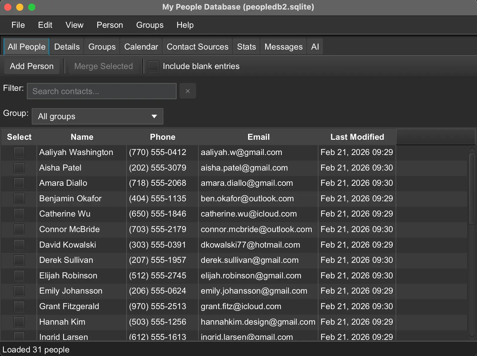 Screenshot 1 of MyPeopleDatabase