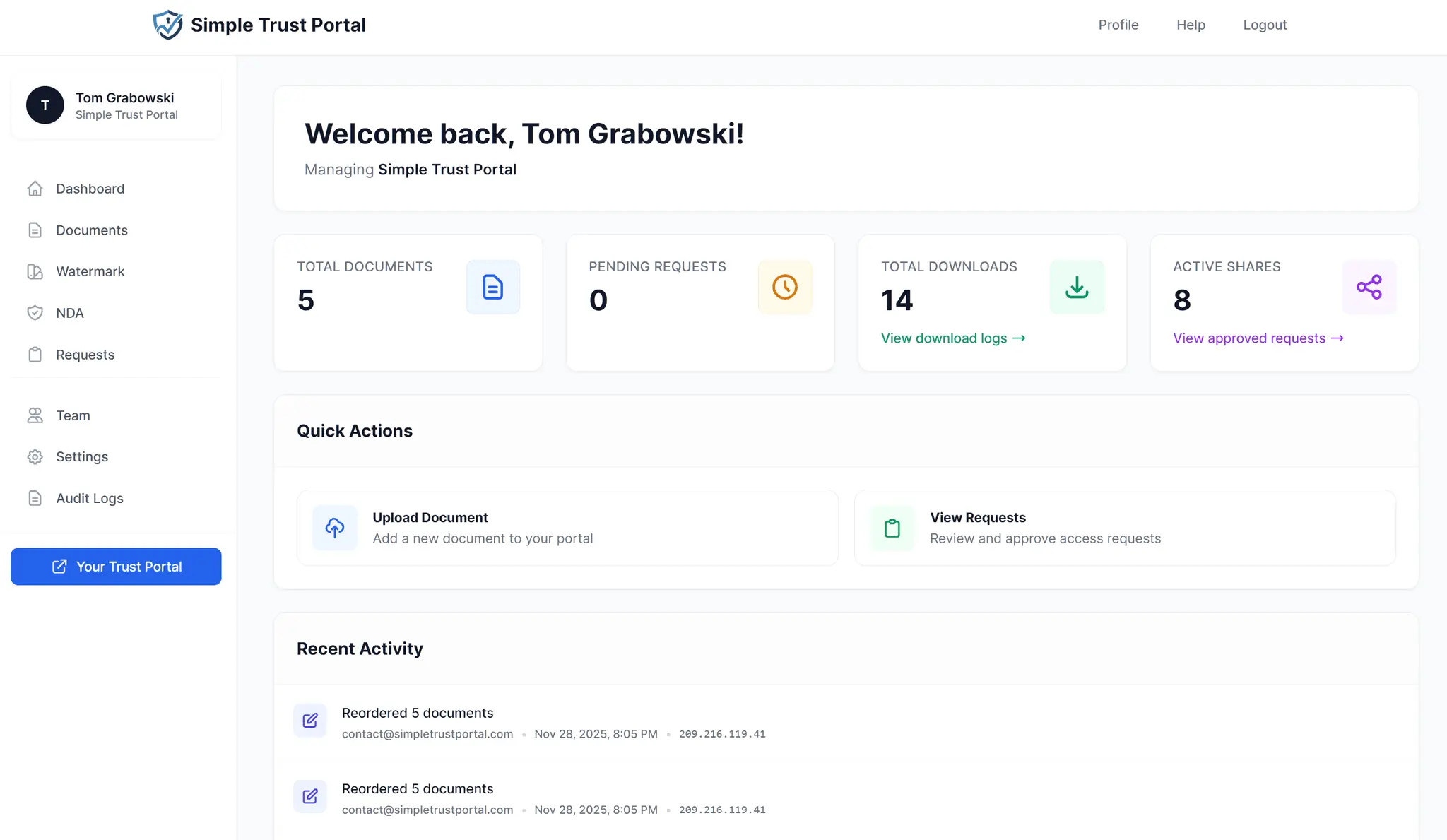 Screenshot 2 of Simple Trust Portal