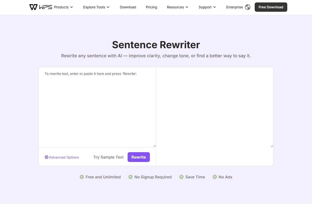 Screenshot 1 of Sentence Rewriter
