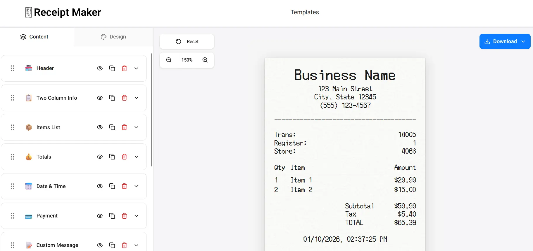 Screenshot 1 of Receipt Maker
