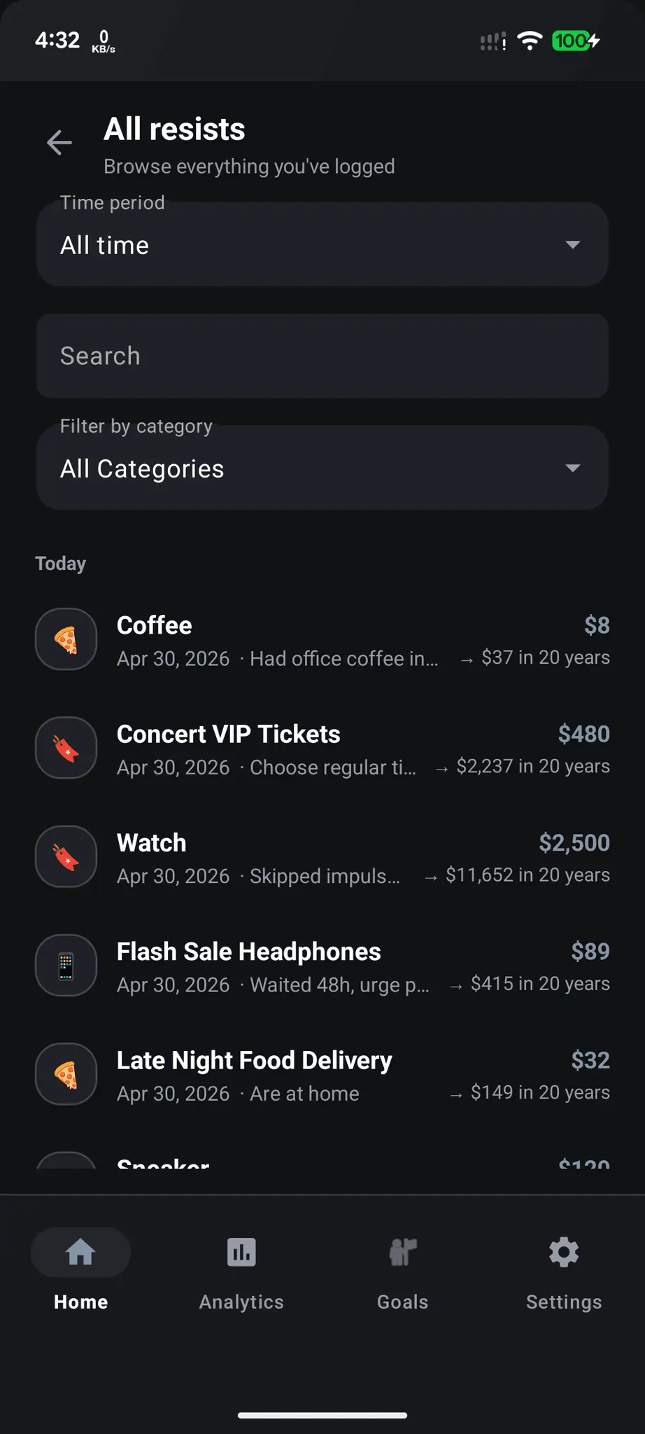 Screenshot 1 of Unspent: No Buy & Savings Tracker