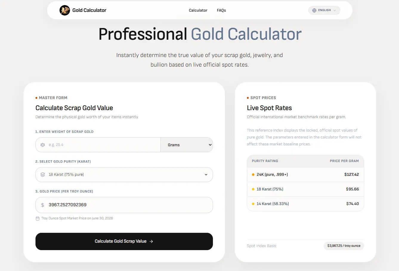 Screenshot 1 of Gold Calculator