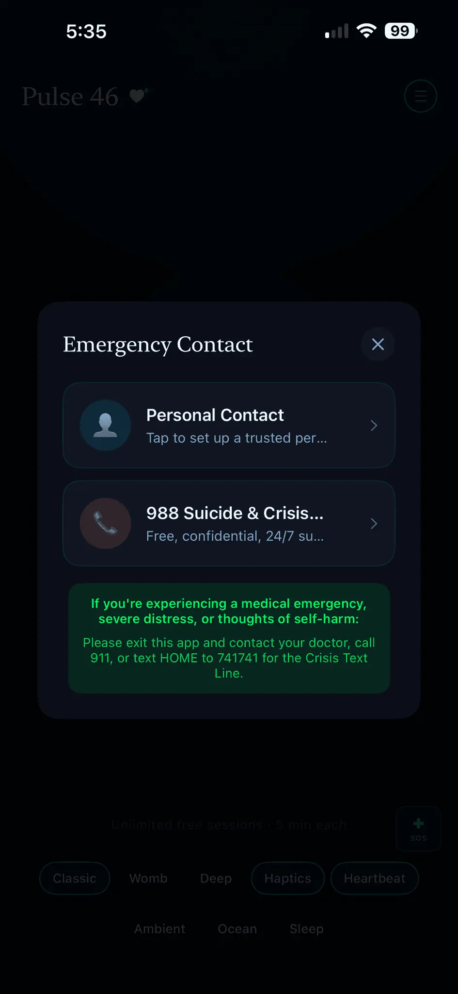 Screenshot 5 of Pulse 46 - Anxiety/Panic Attack Relief