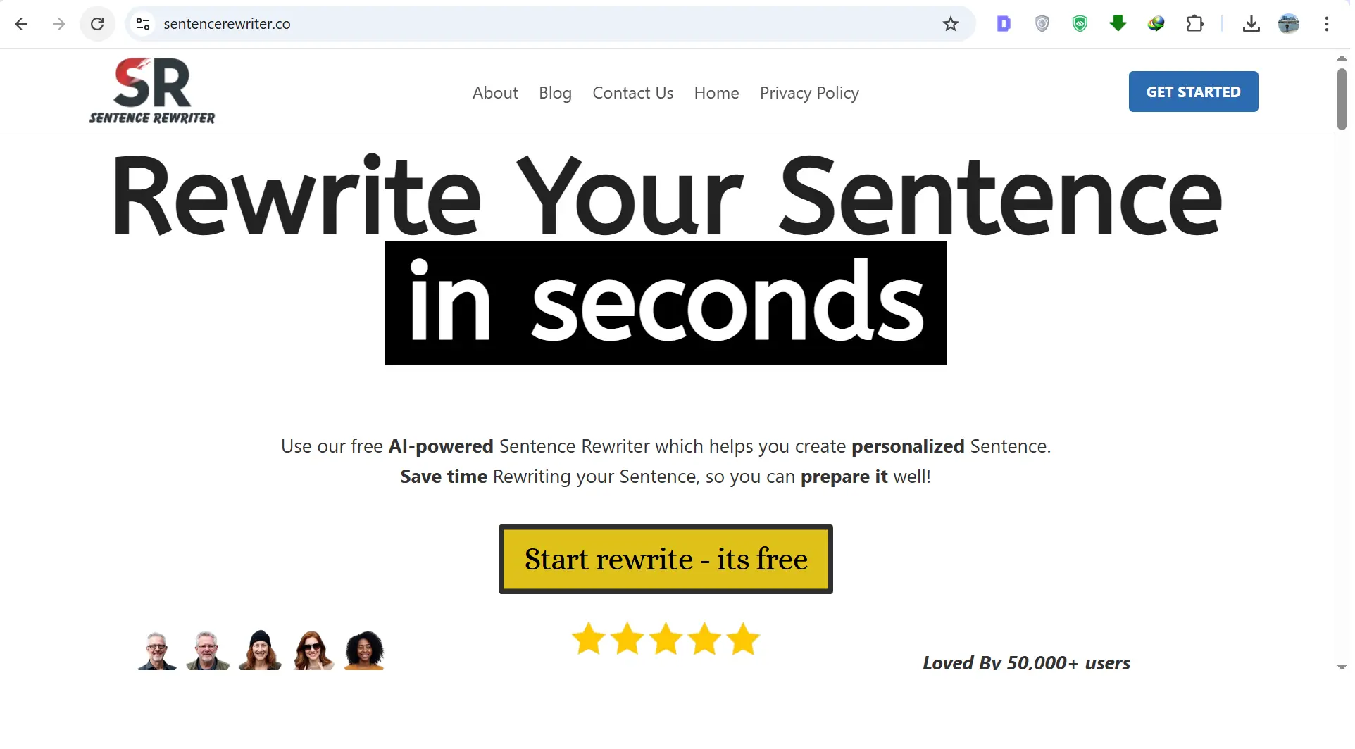 Screenshot 1 of sentence rewriter