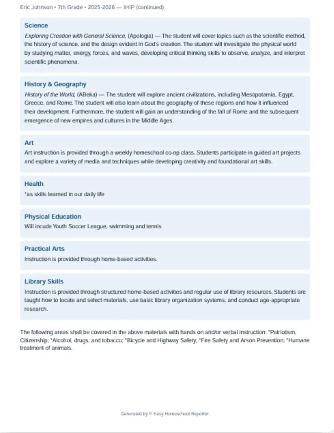 Screenshot 5 of Easy Homeschool Reporter