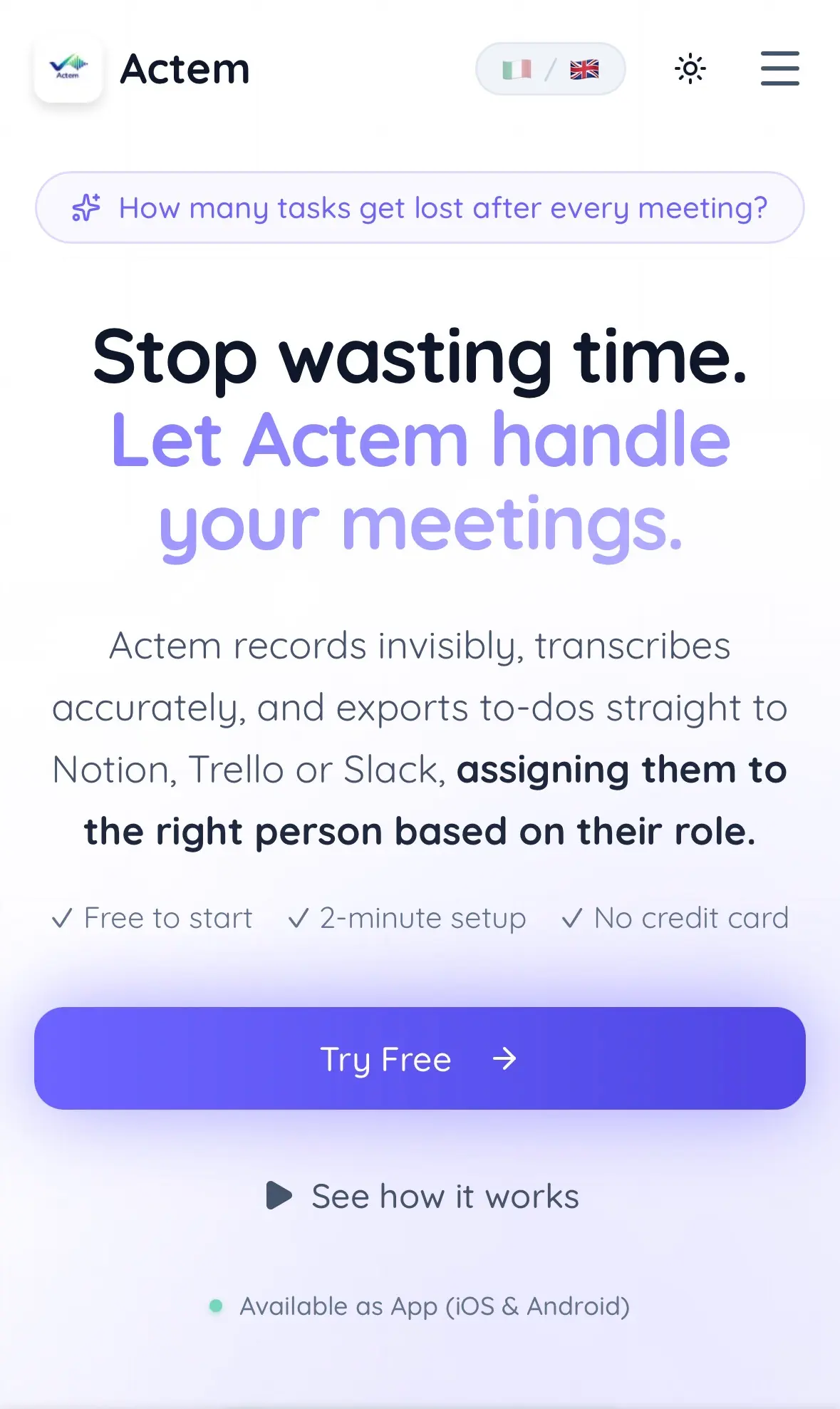 Screenshot 1 of Actem - Meeting Intelligence