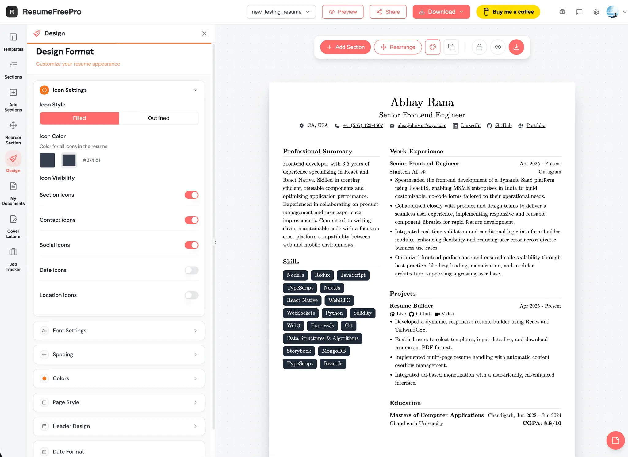 Screenshot 2 of ResumeFreePro