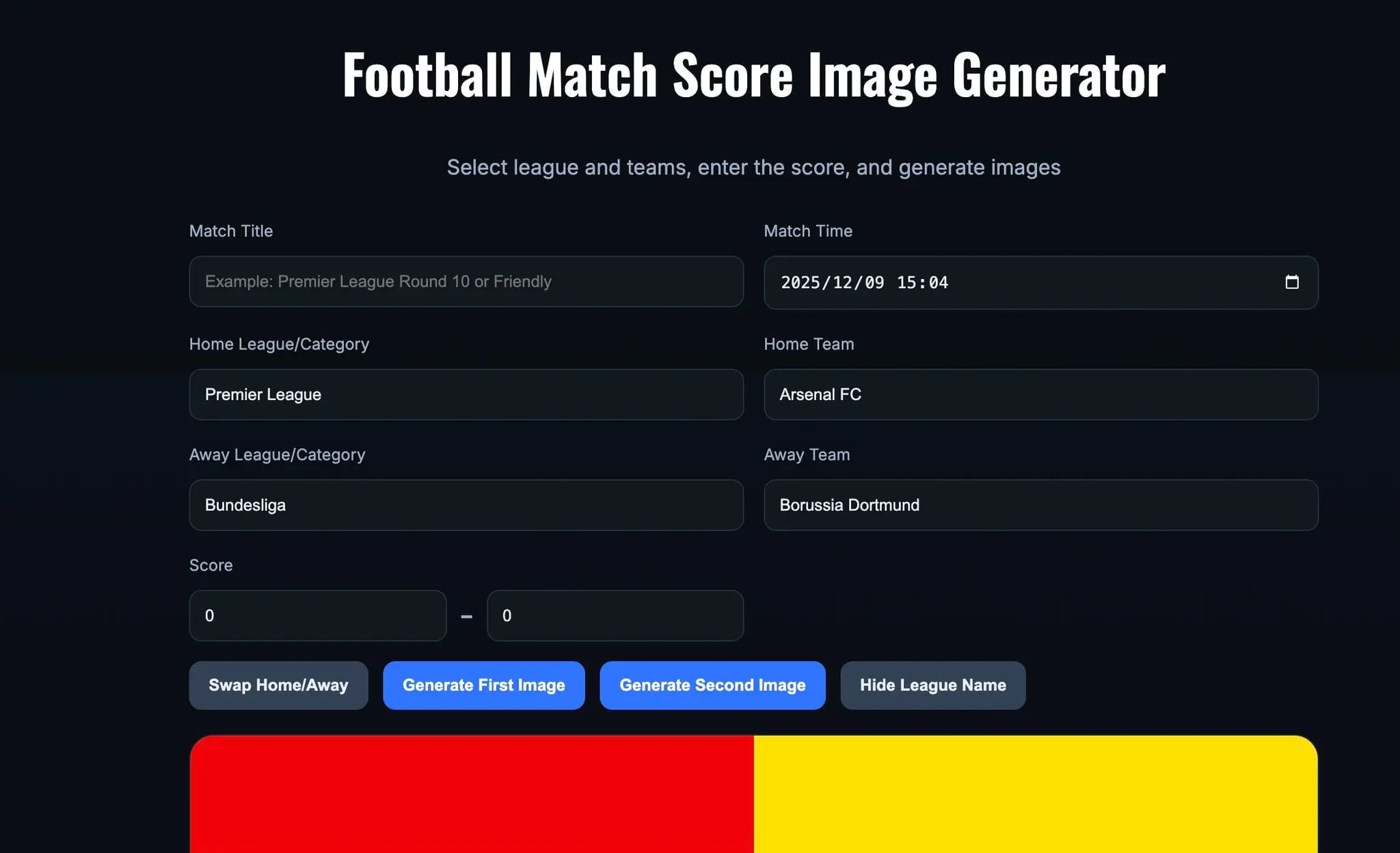 Screenshot 1 of Football Score Generator