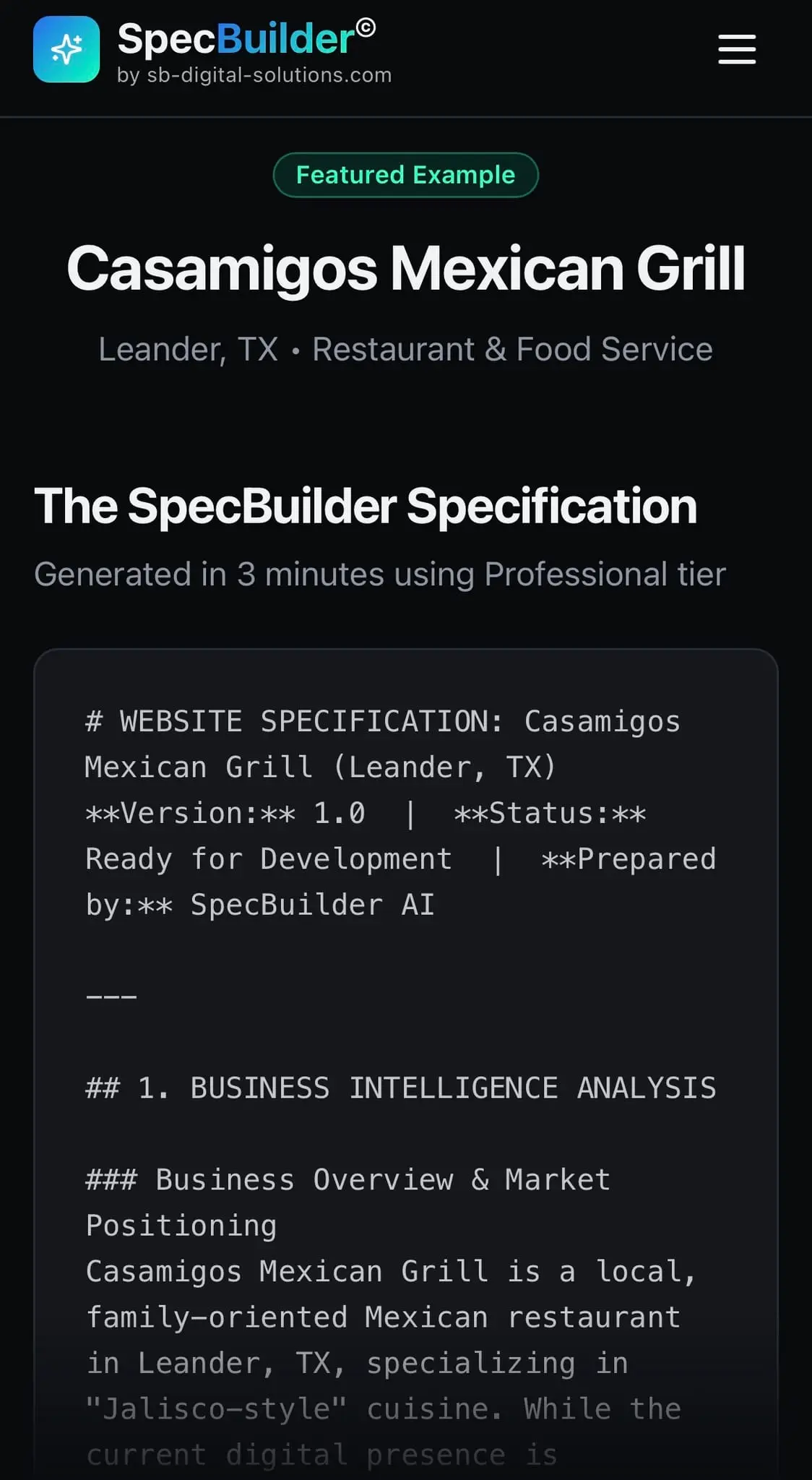 Screenshot 4 of SpecBuilder AI