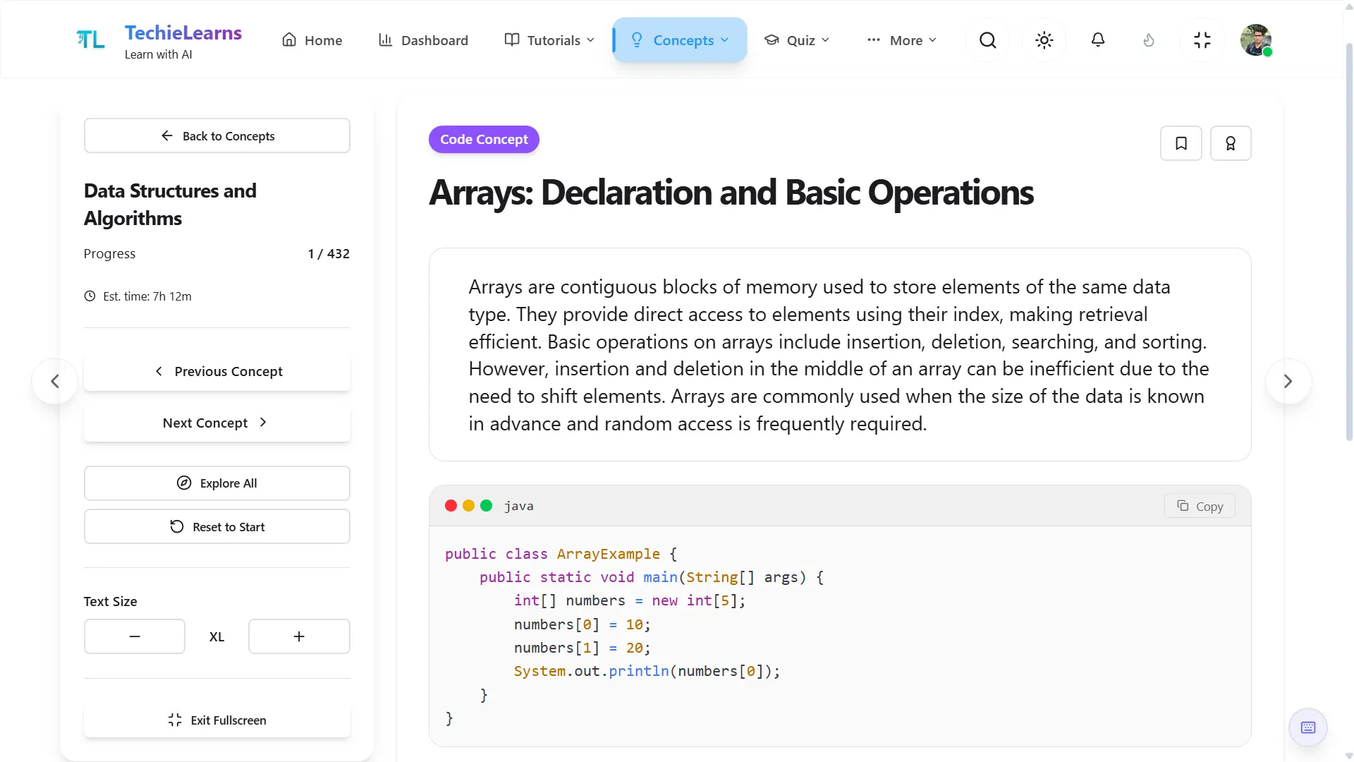 Screenshot 9 of TechieLearns — AI Learning Platform