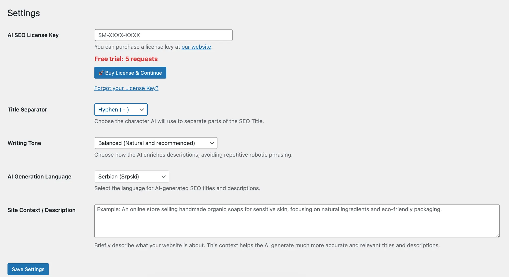 Screenshot 1 of WordPress SEO - AI Bulk Meta Tags