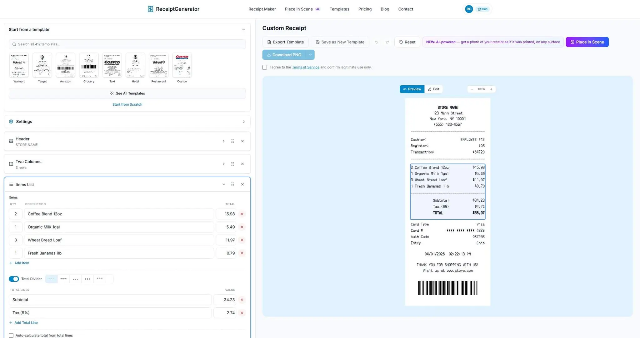 Screenshot 1 of Receipt Generator