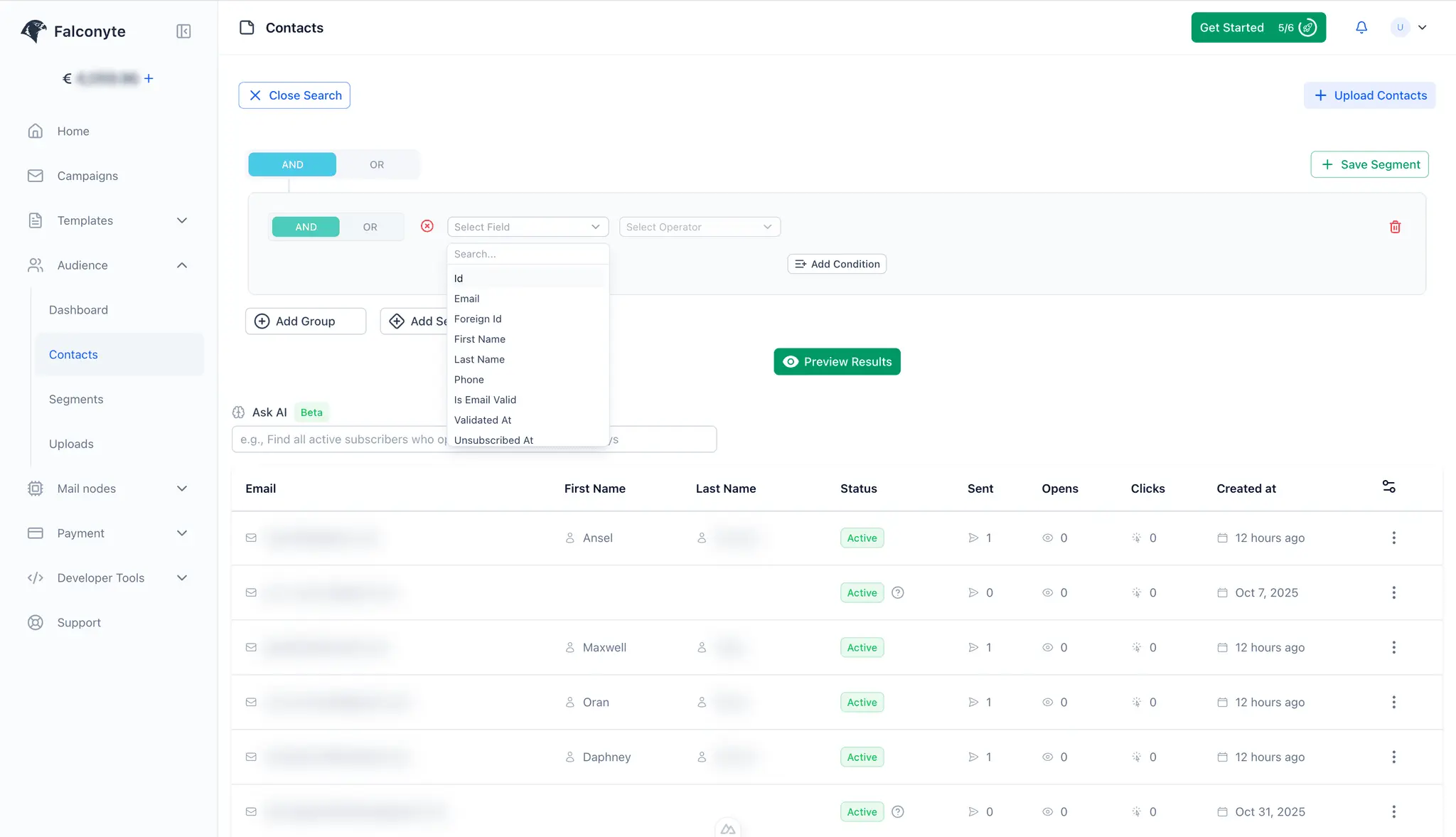 Screenshot 1 of Falconyte Email Marketing Platform