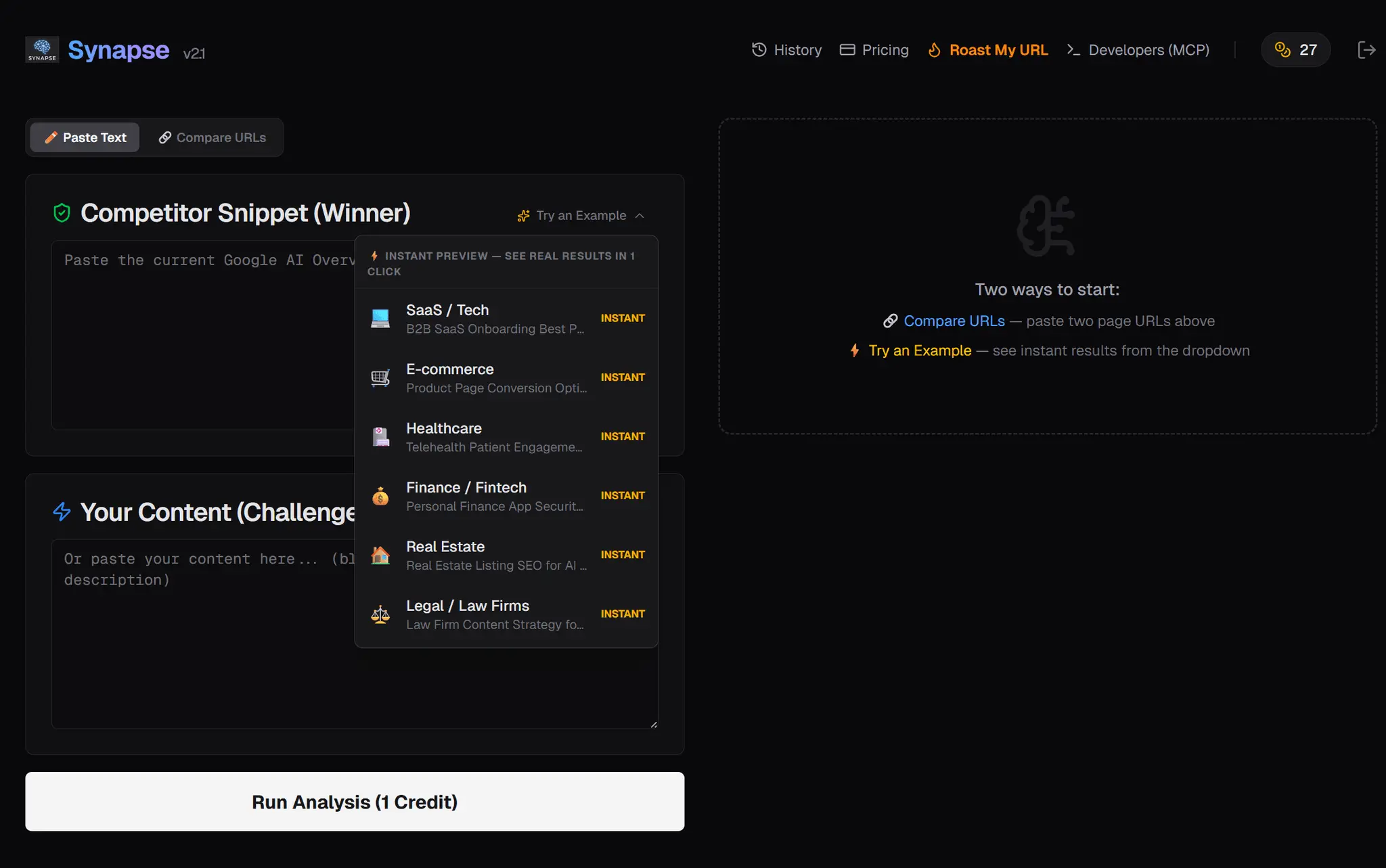 Screenshot 2 of Synapse SEO — AI Content Gap Analyzer