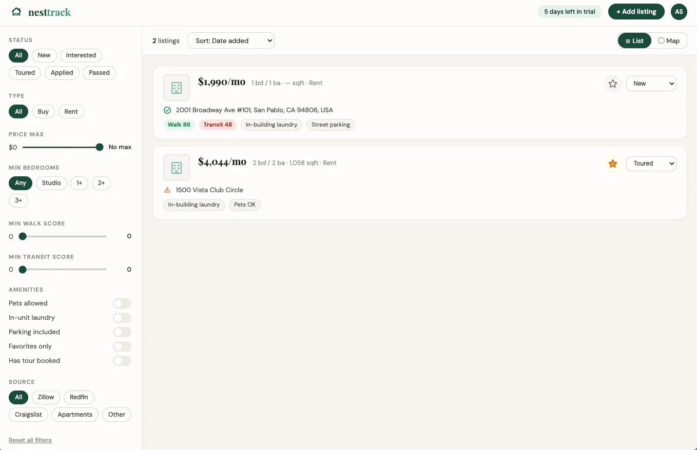 Screenshot 1 of NestTrack