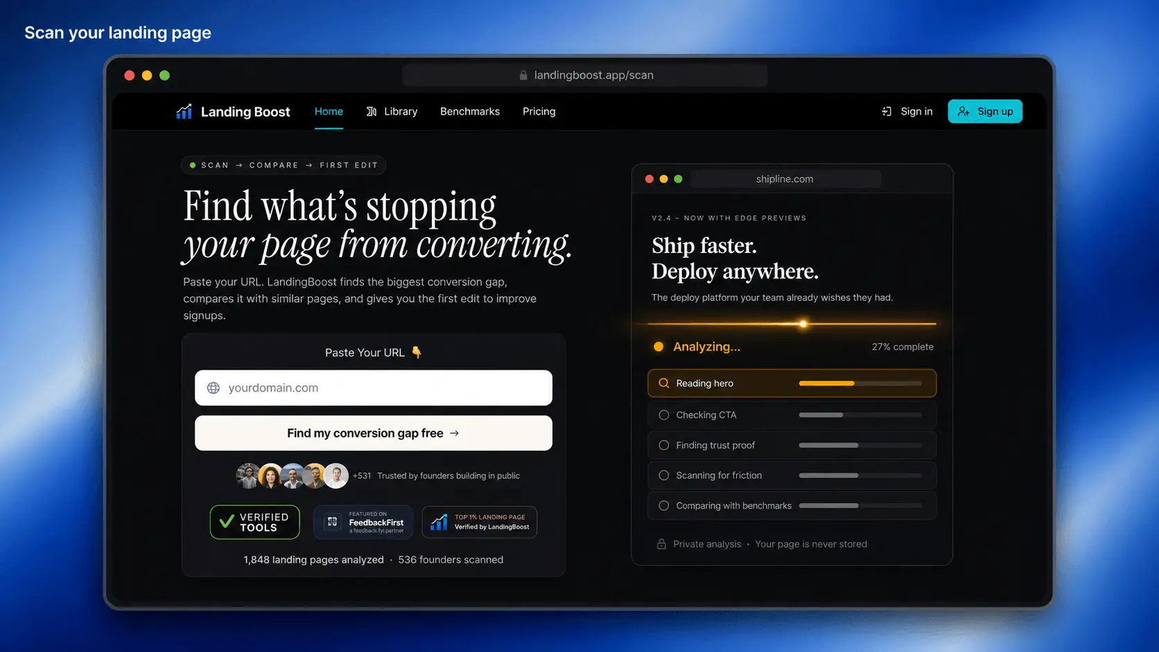 Screenshot 1 of LandingBoost
