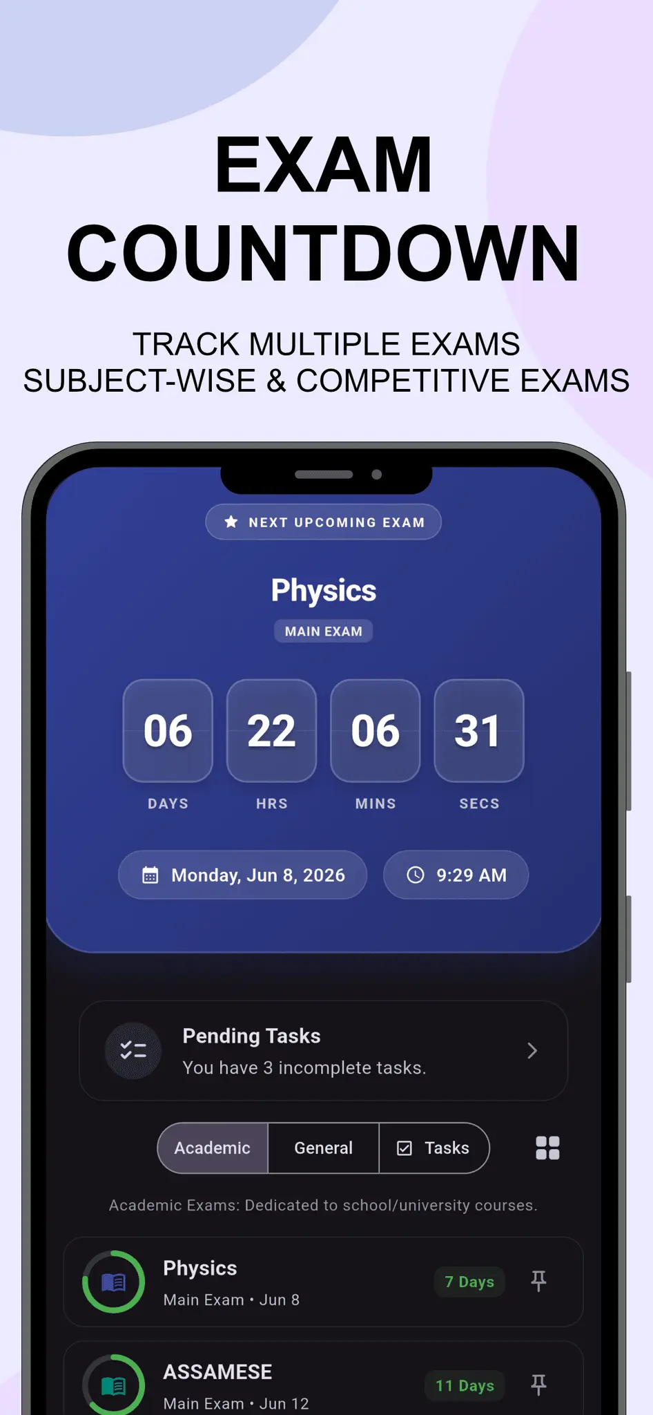 Screenshot 2 of Exam Countdown & Study Planner