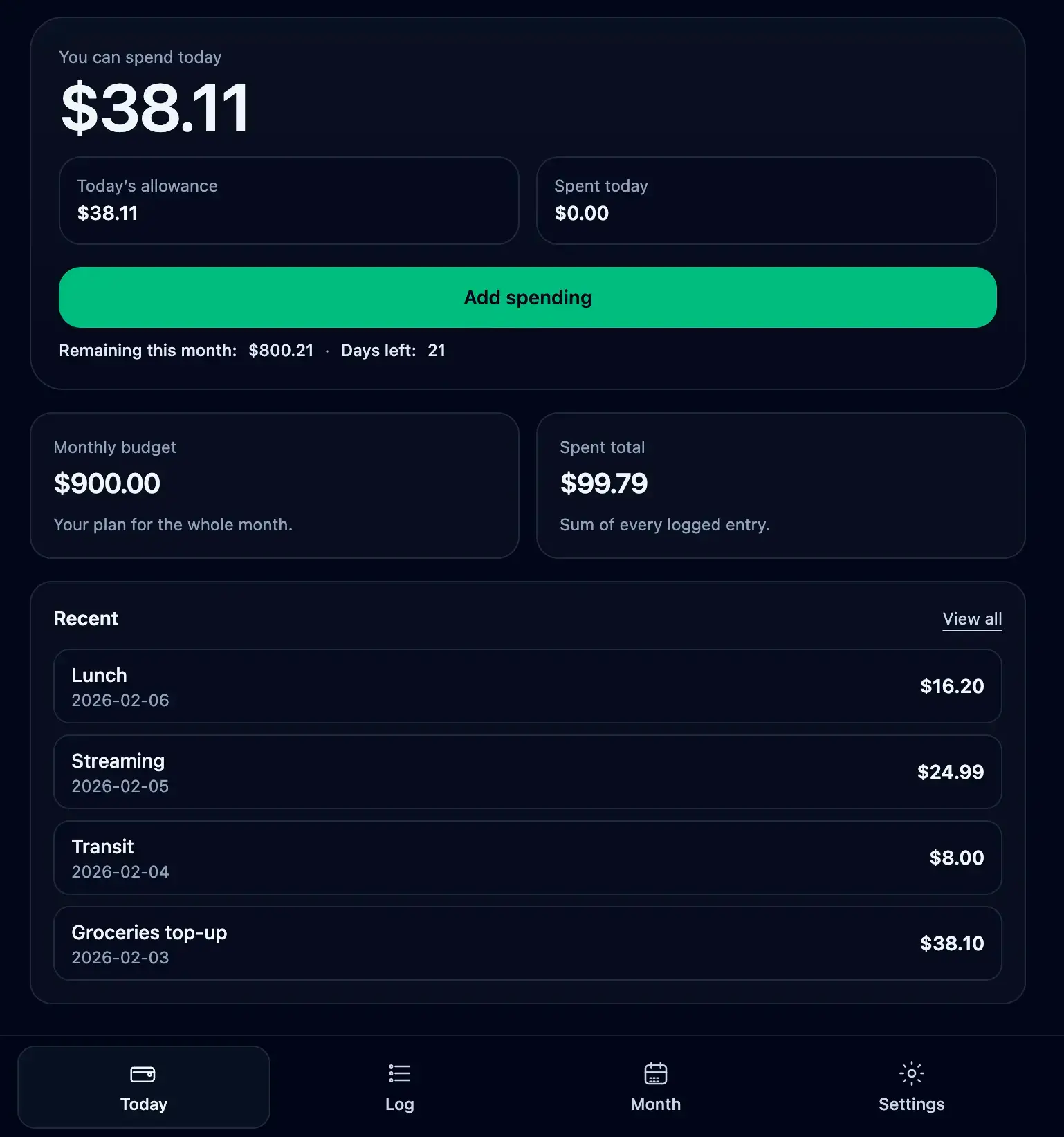 Screenshot 1 of Daily Budget