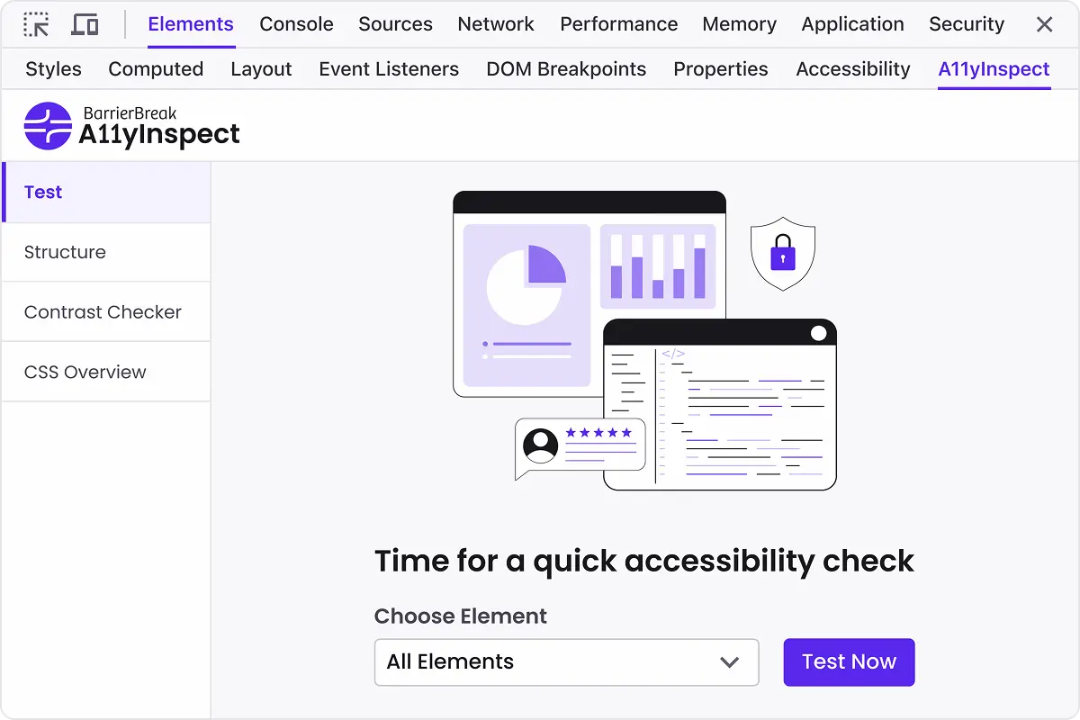 Screenshot 1 of A11yInspect Browser Extension