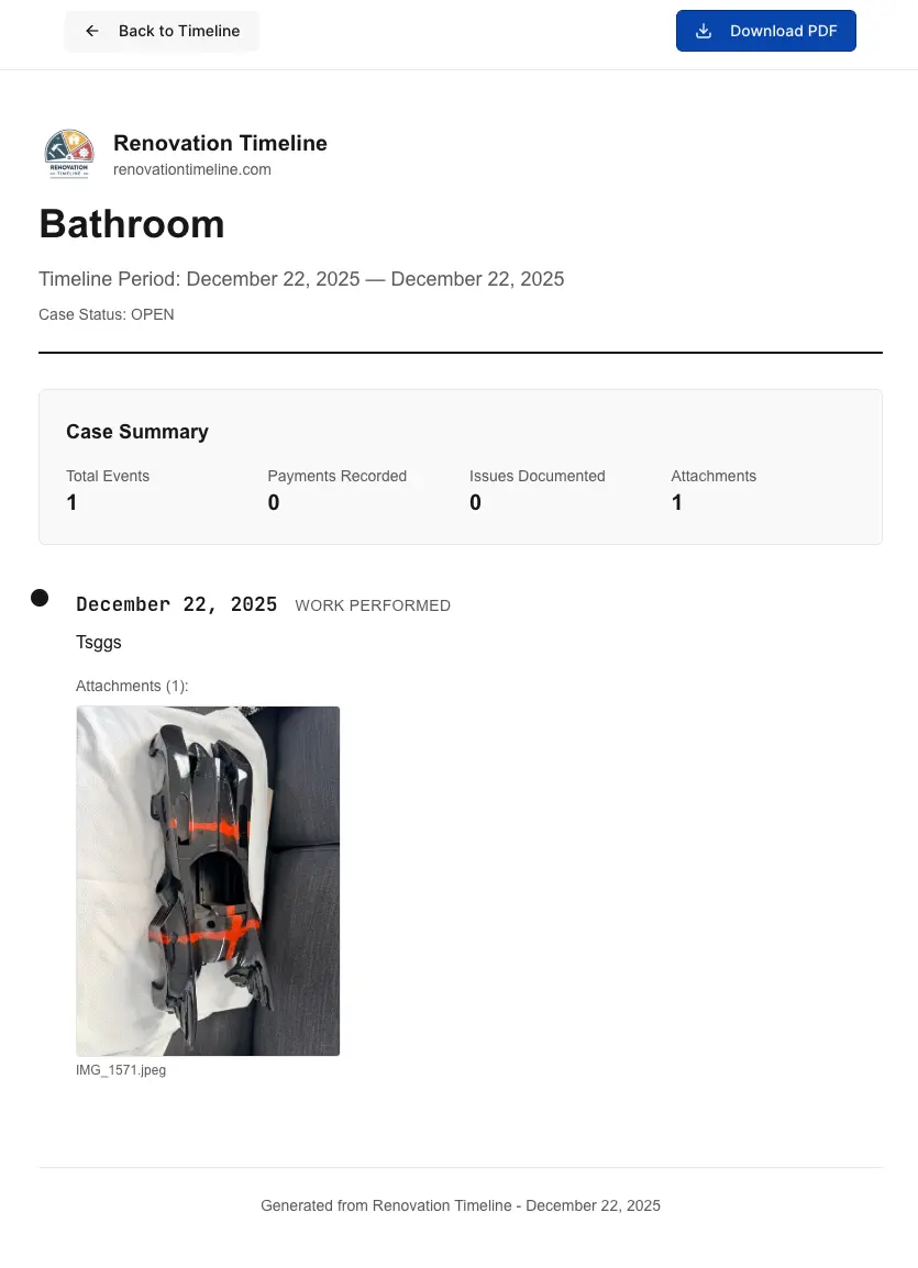 Screenshot 1 of Renovation Timeline