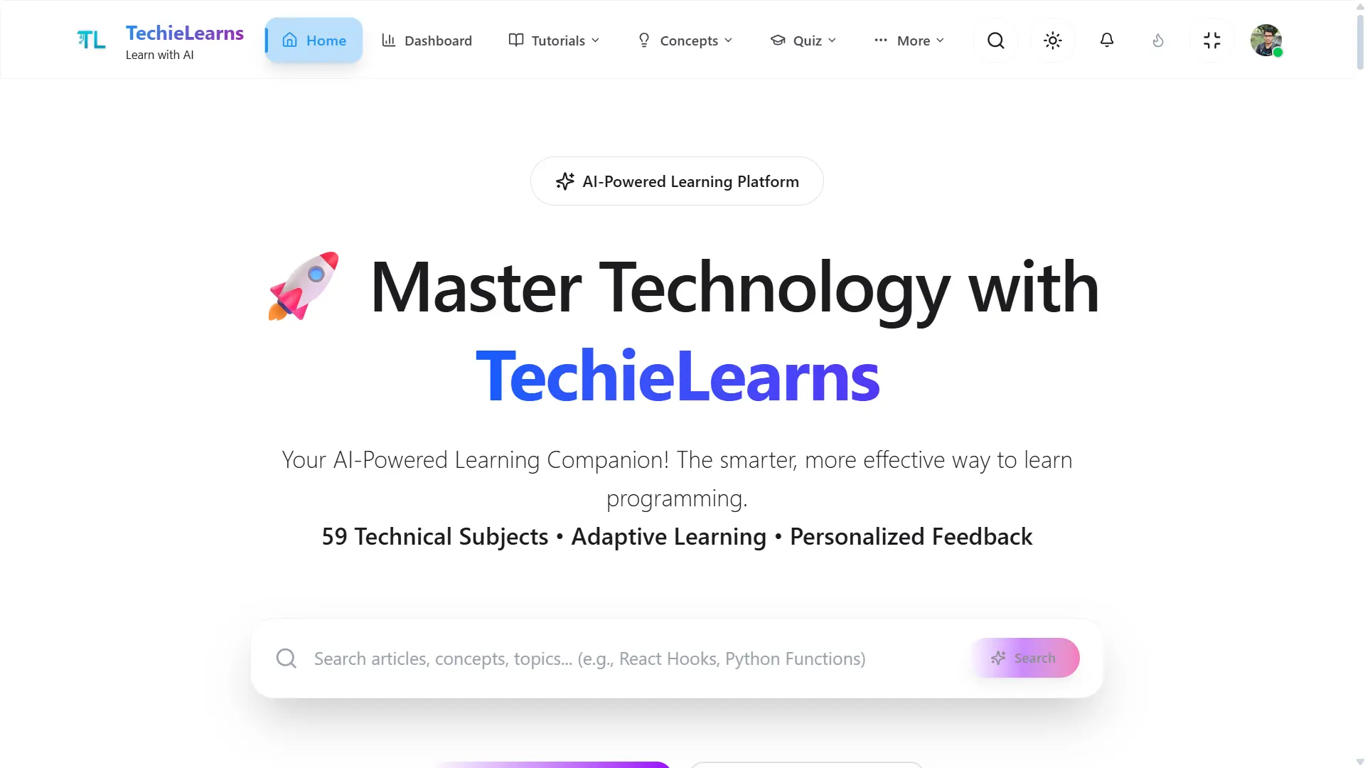Screenshot 6 of TechieLearns — AI Learning Platform