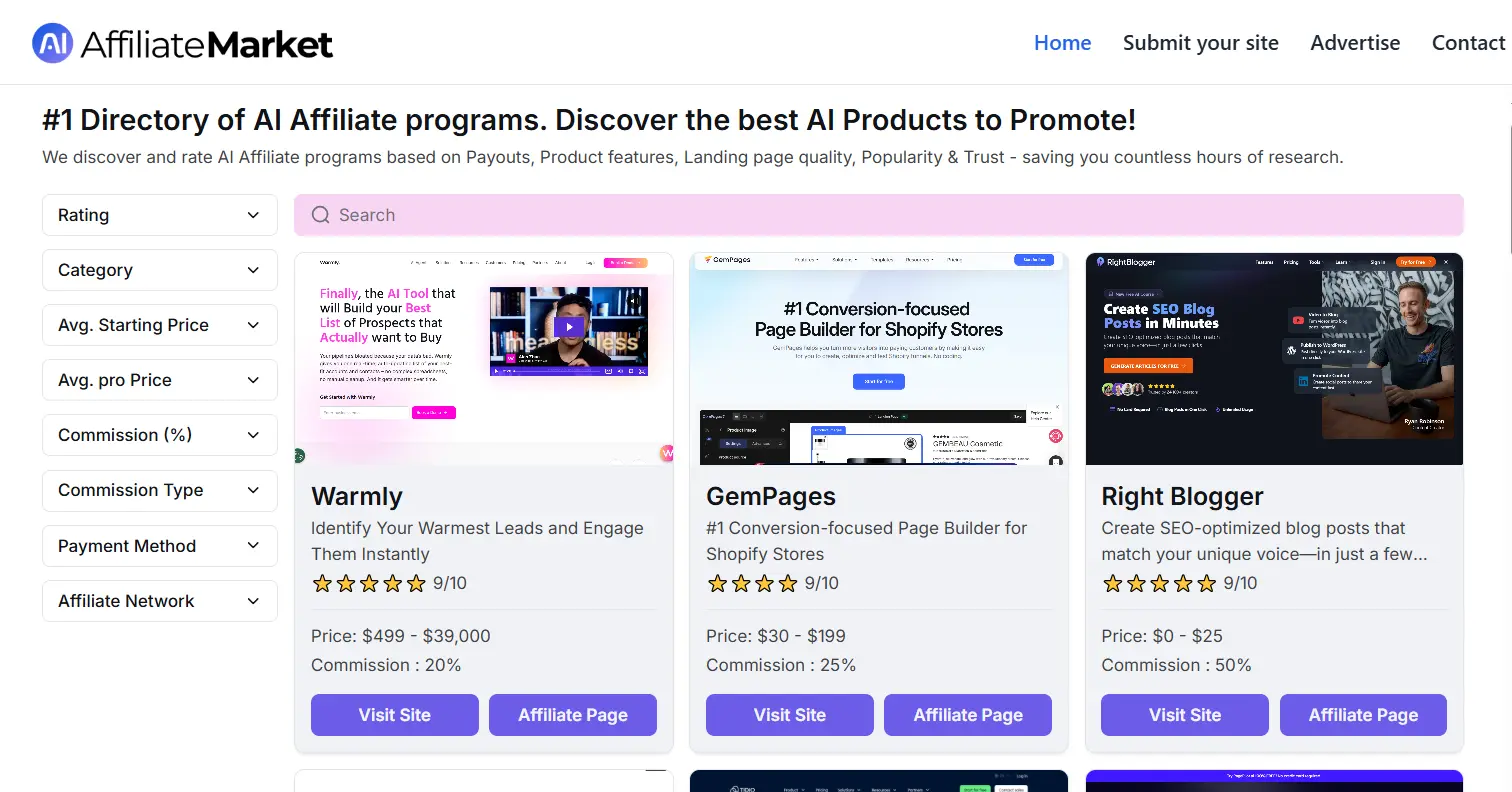 Screenshot 1 of AiAffiliateMarket.com
