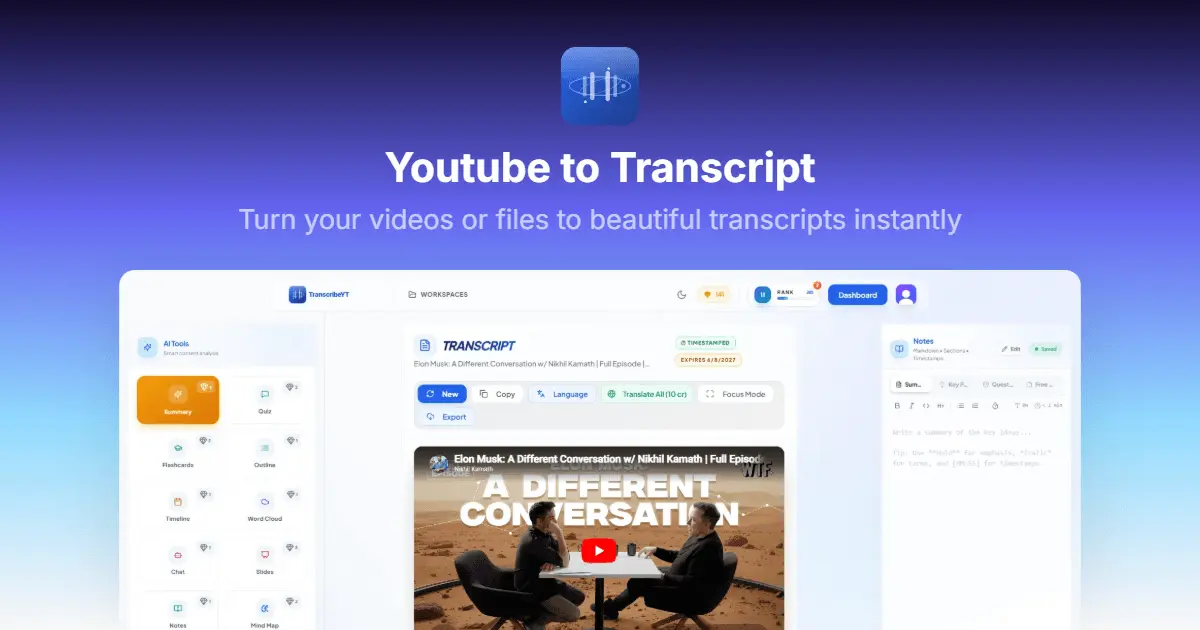 Screenshot 1 of TranscribeYT