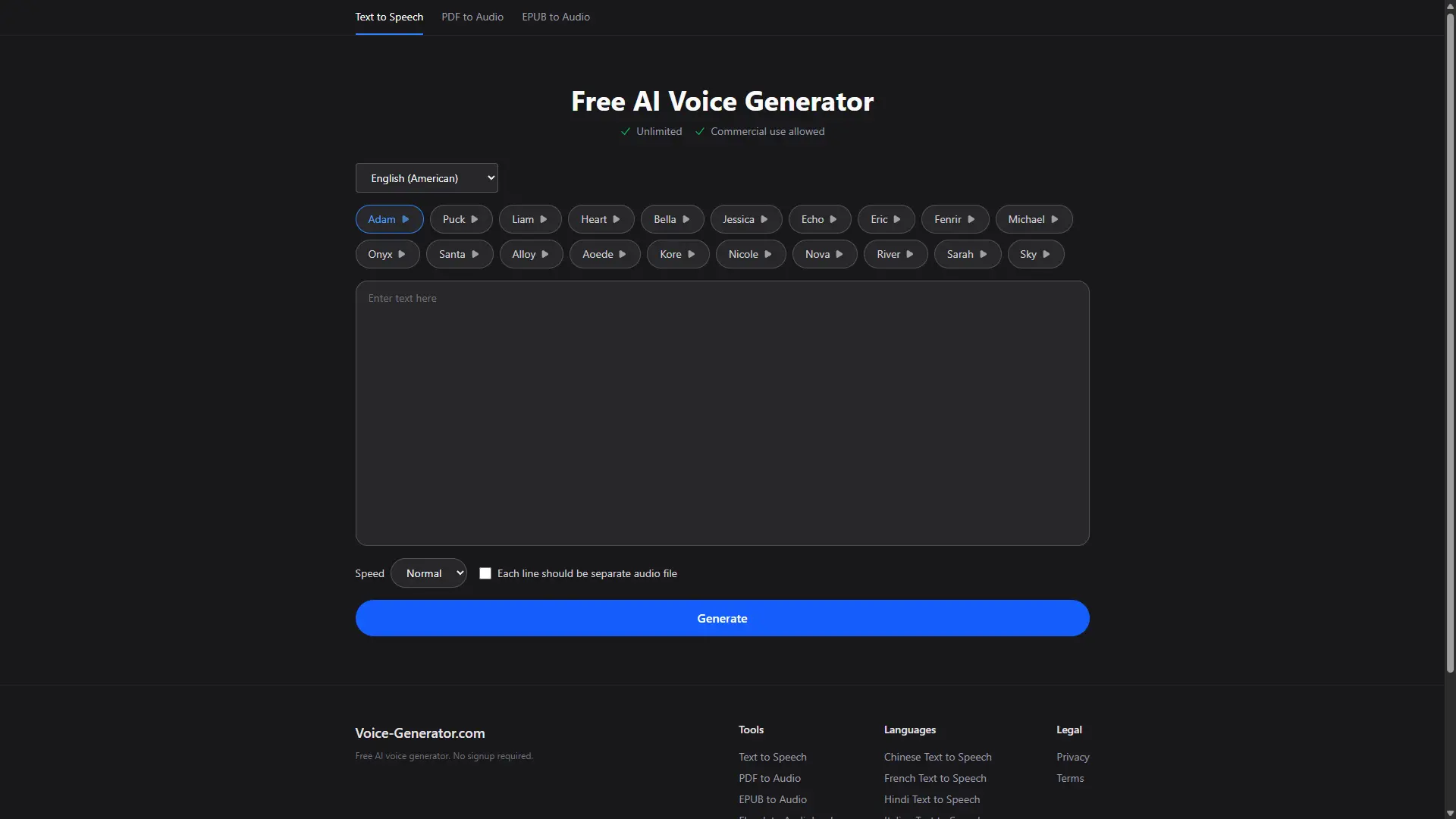 Screenshot 1 of Voice-Generator.com