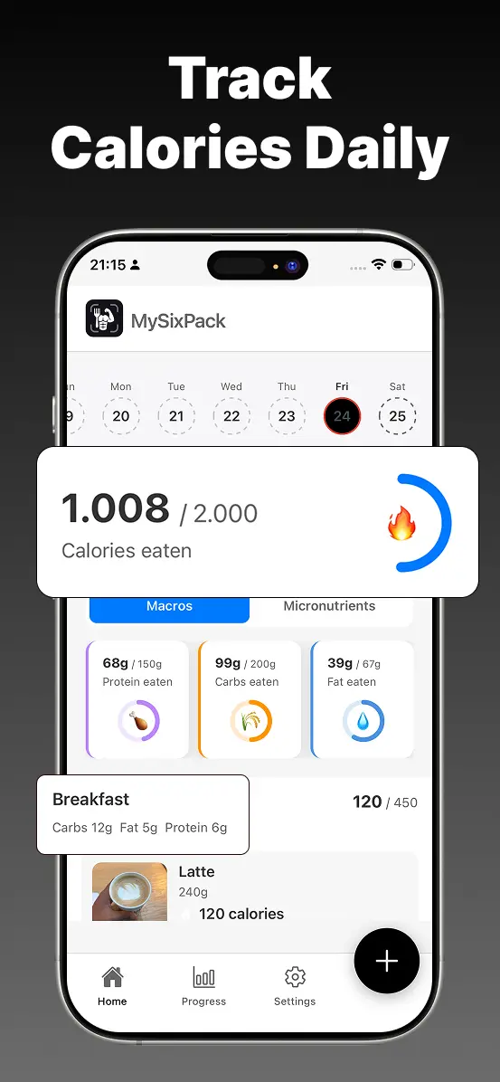 Screenshot 1 of MySixPack, calorie tracker