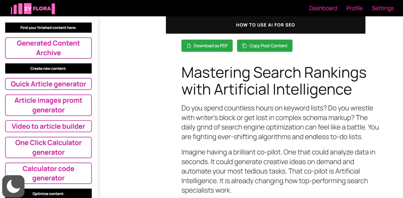 Screenshot 8 of zyflora AI writer tool