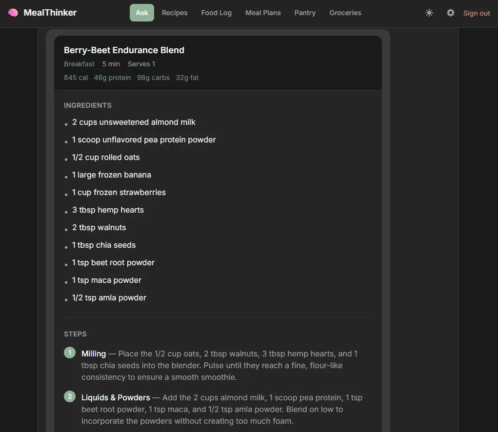 Screenshot 1 of MealThinker