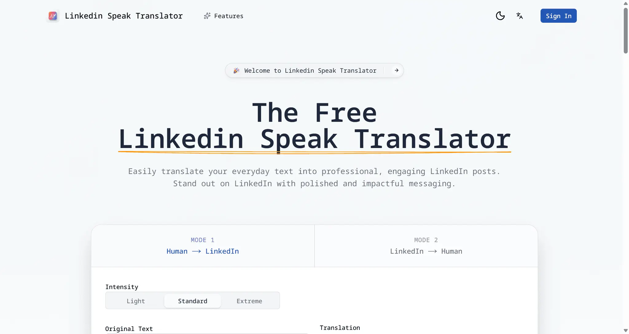 Screenshot 1 of Linkedin Speak Translator