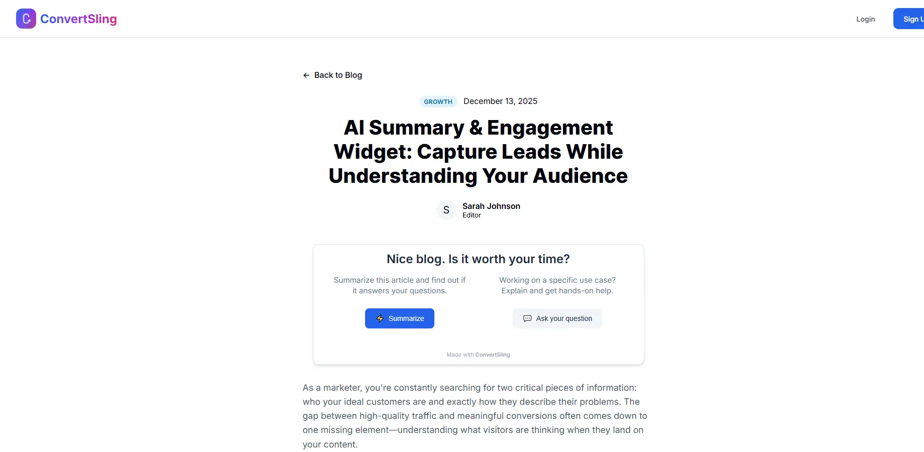 Screenshot 1 of ConvertSling - Turn readers into leads