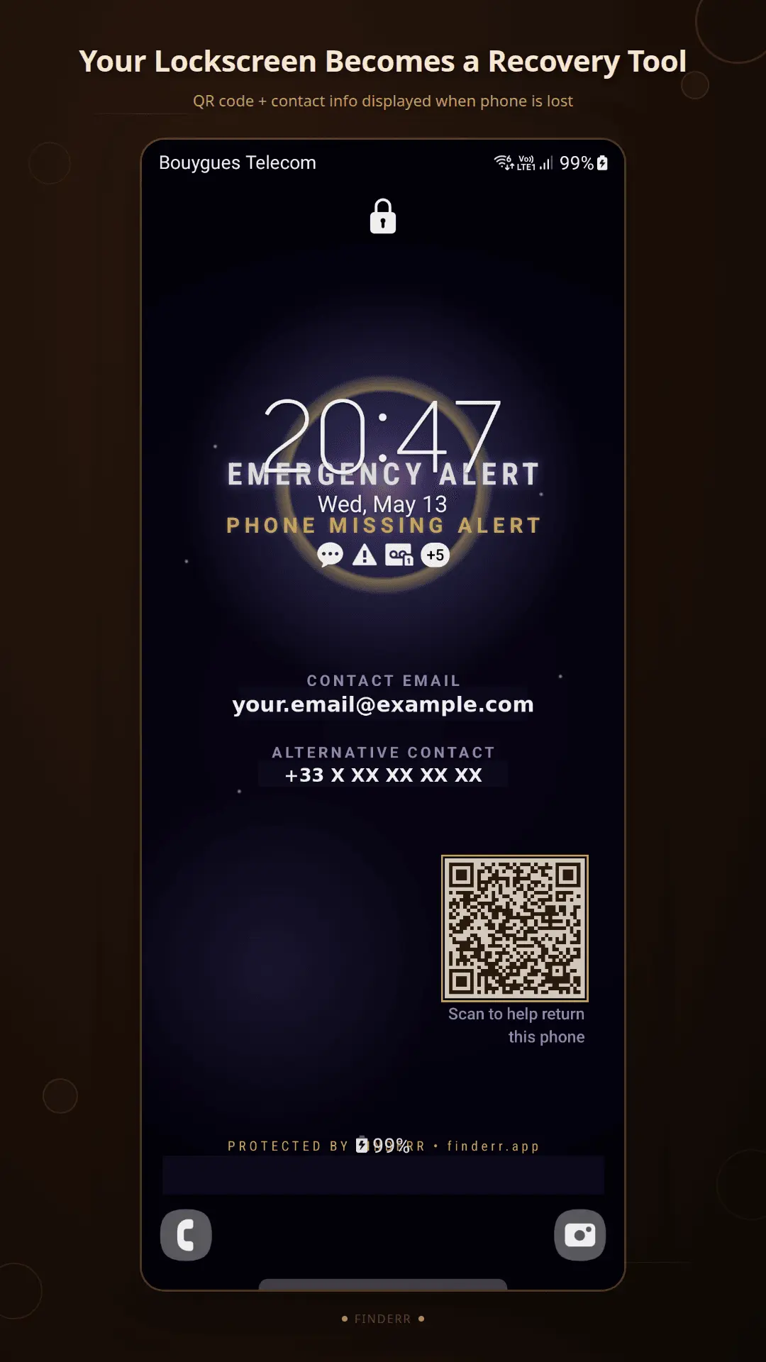 Screenshot 1 of FINDERR — Lock Screen Contact