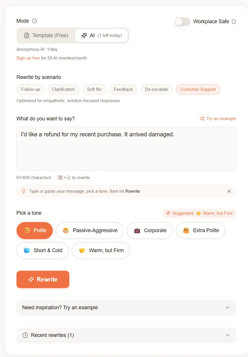 Screenshot 2 of VibeRewrite