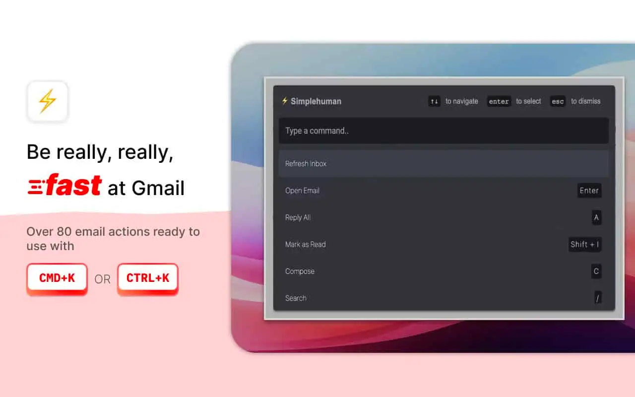 Screenshot 2 of CMDK Gmail Shortcuts Extension