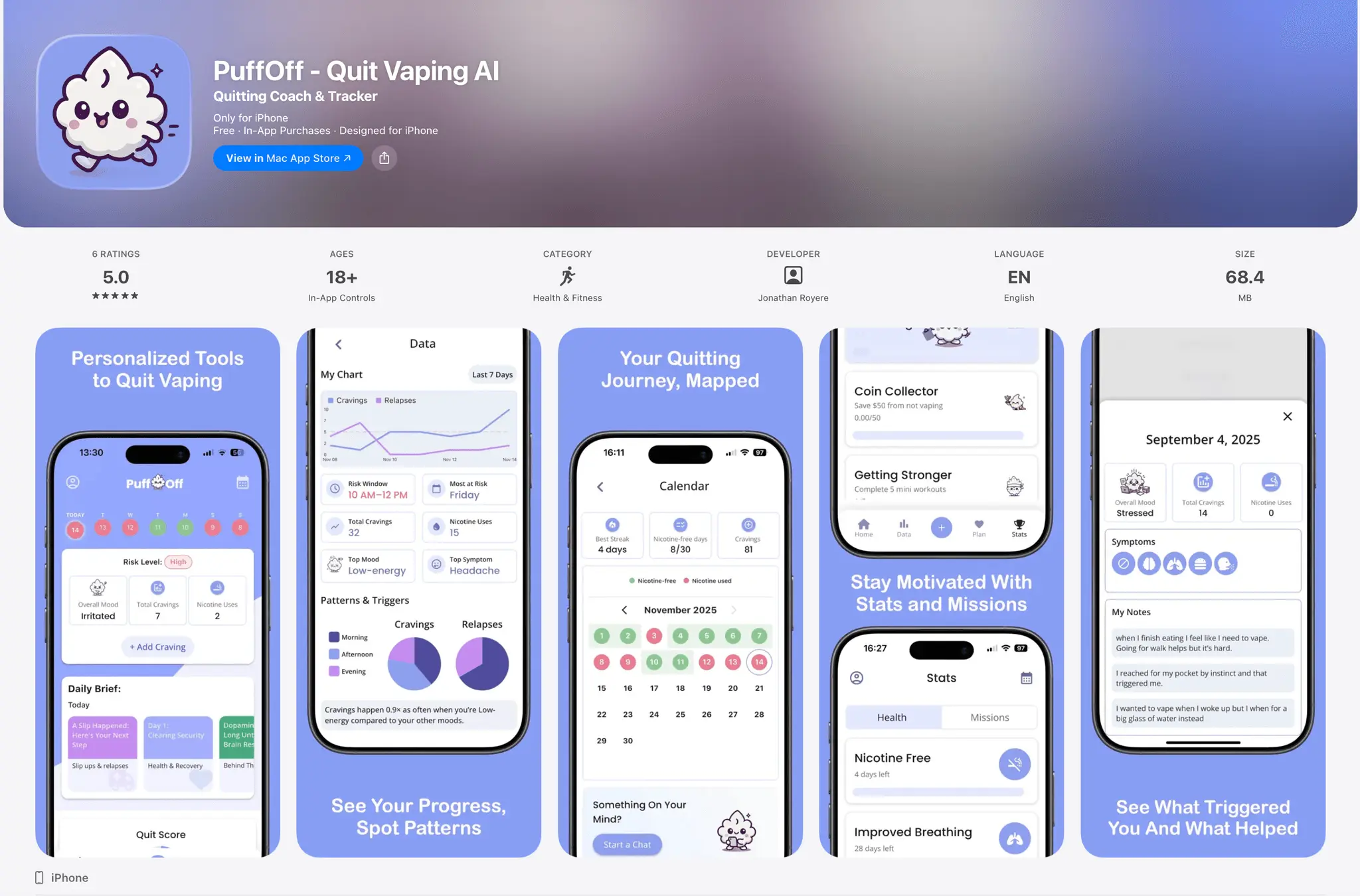 Screenshot 1 of PuffOff - Quit Vaping Your Way