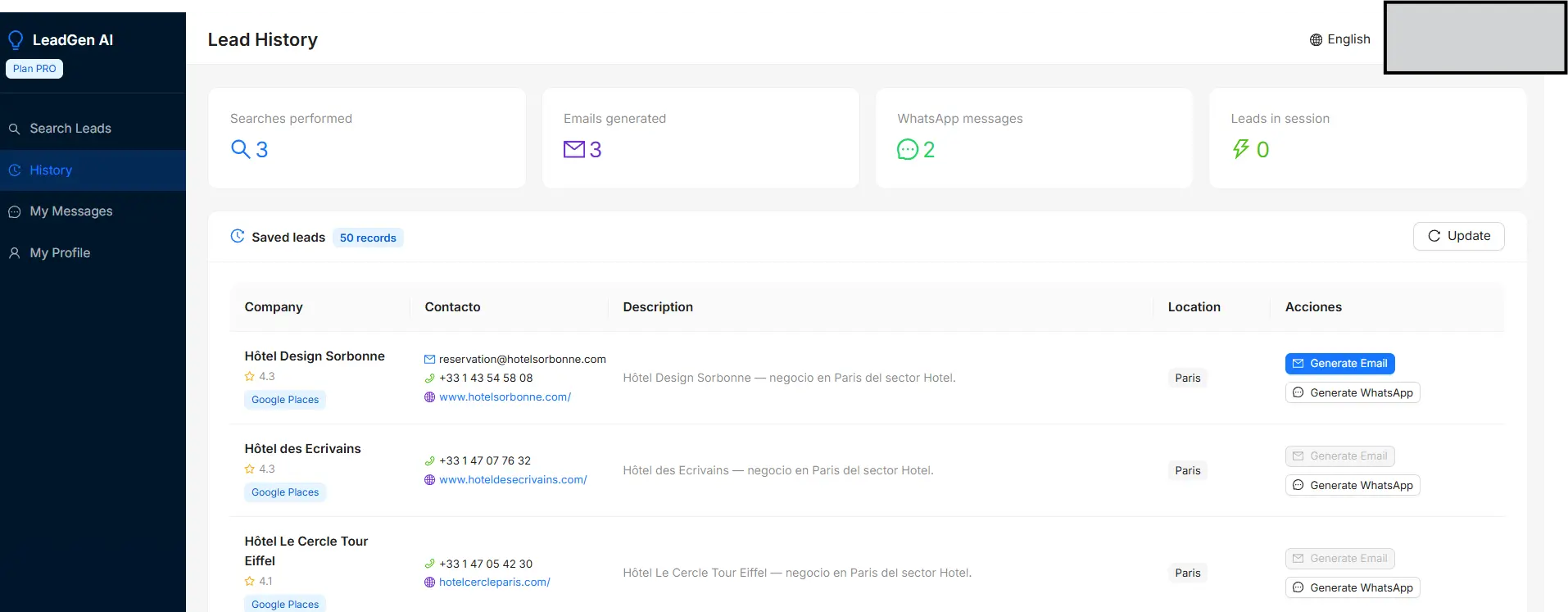 Screenshot 1 of LeadGen AI