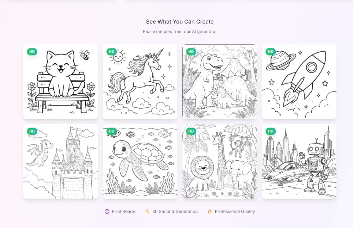 Screenshot 1 of AI Coloring Page Generator
