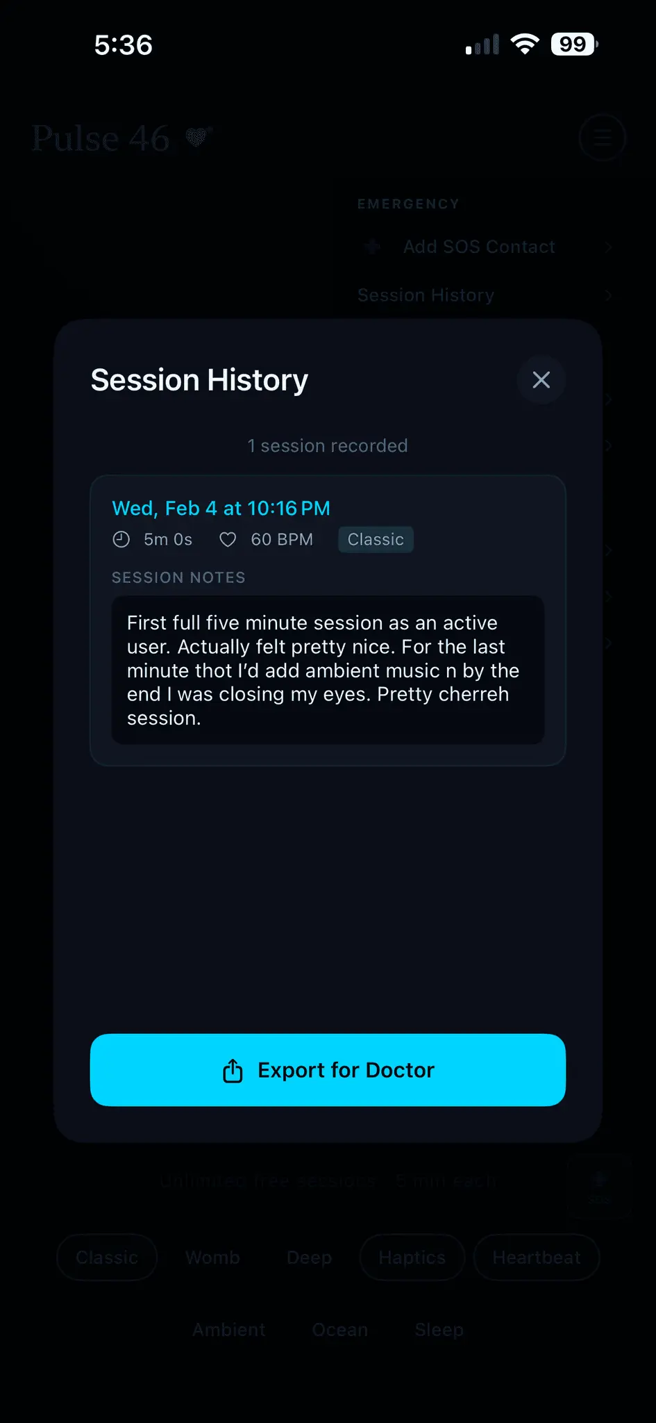 Screenshot 1 of Pulse 46 - Anxiety/Panic Attack Relief