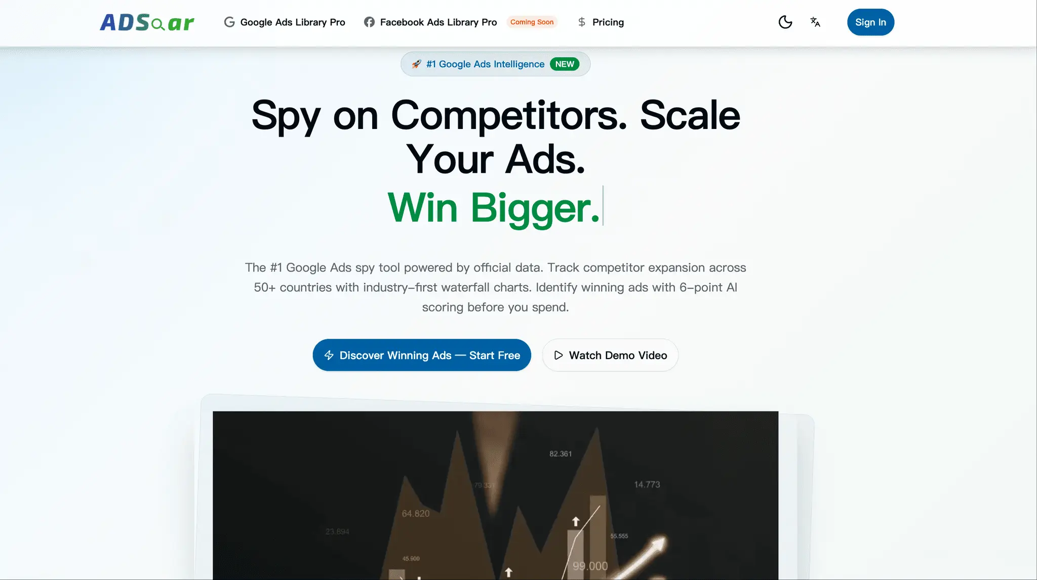 Screenshot 1 of ADSoar | Google Ads Spy Tool
