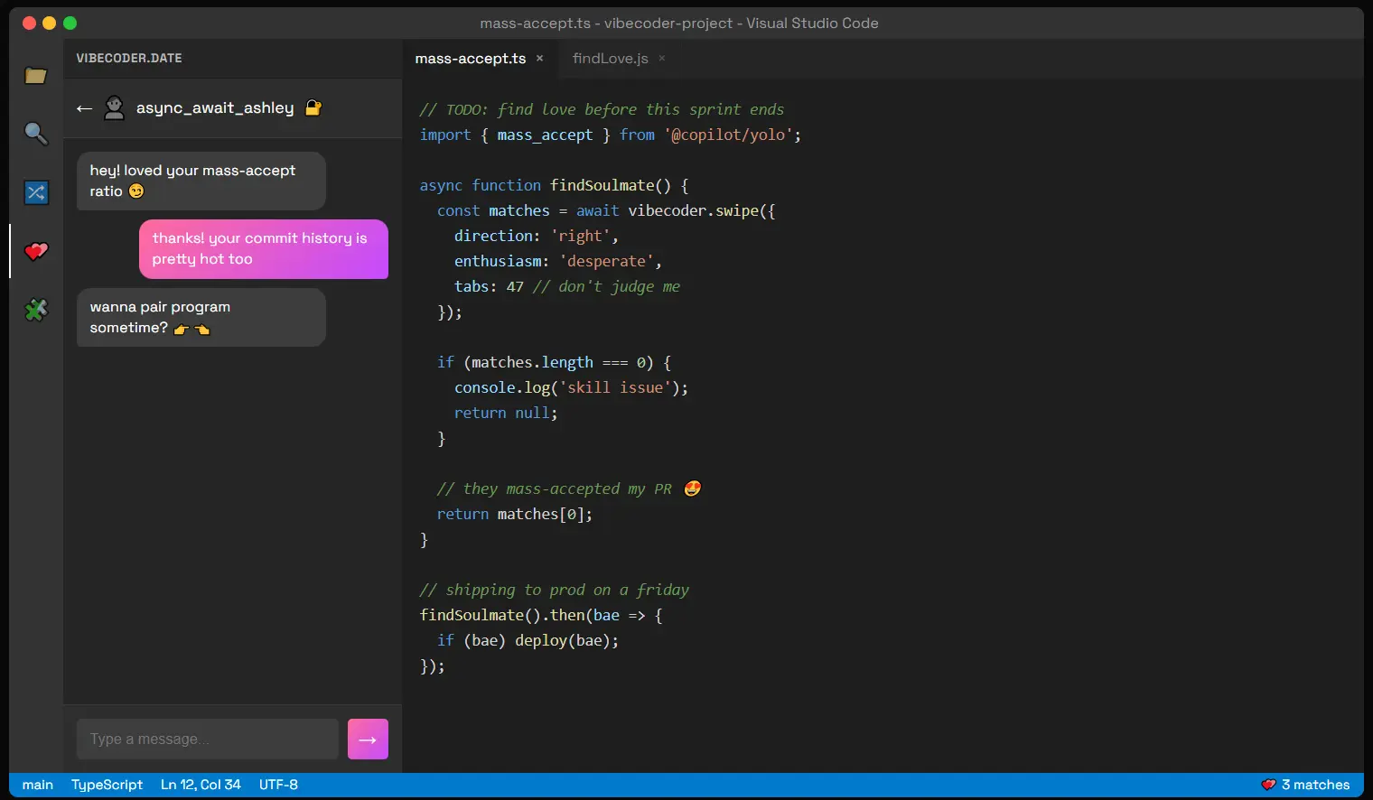Screenshot 1 of vibecoder.date