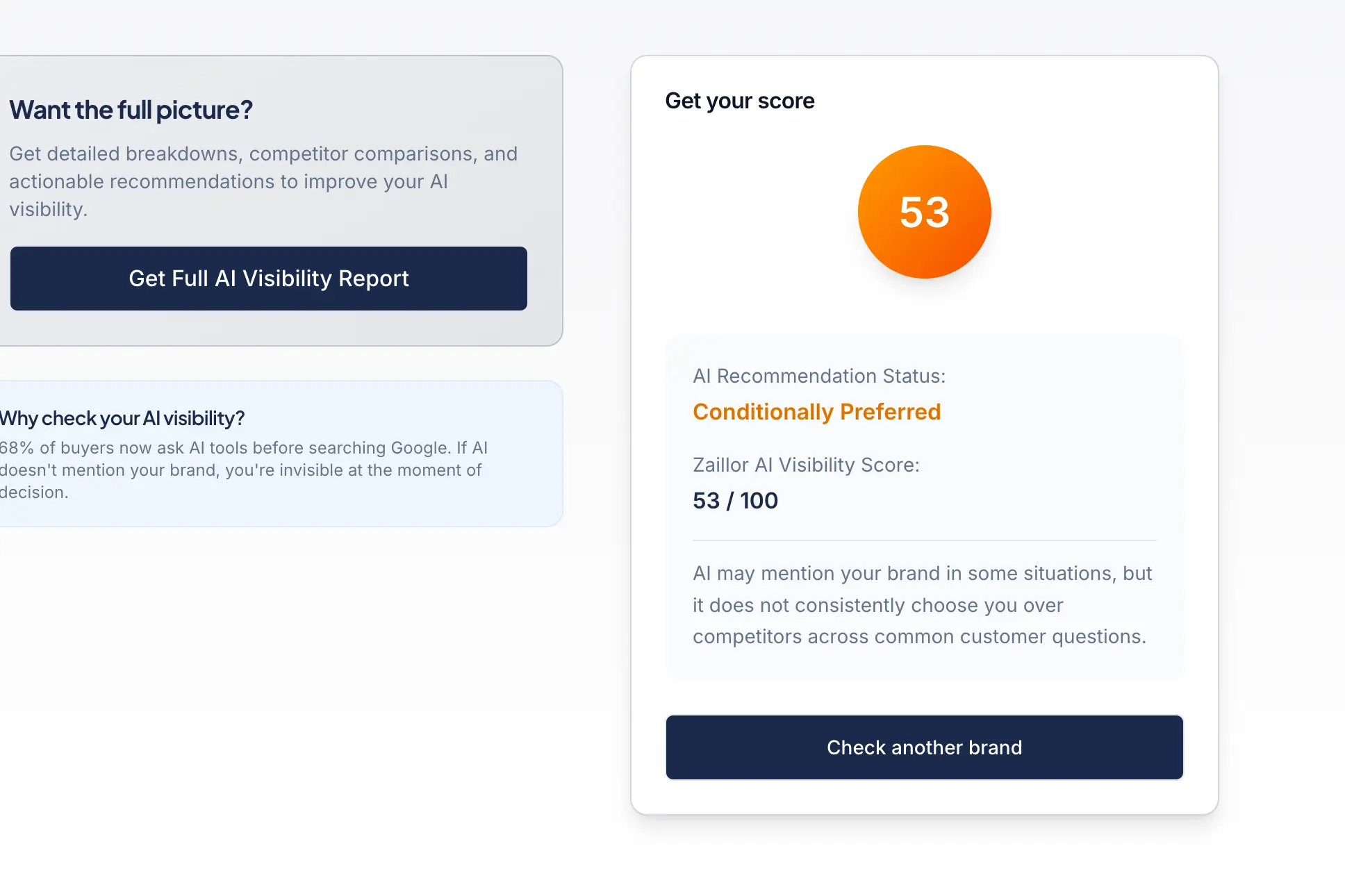 Screenshot 2 of Zaillor AI Visibility Score & Report