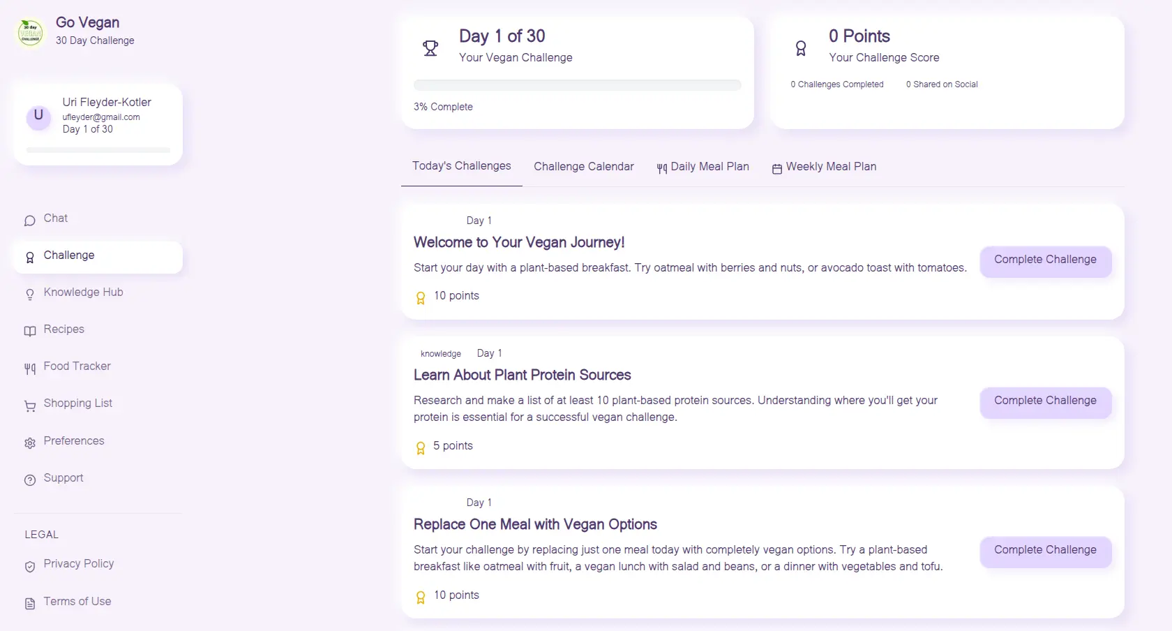 Screenshot 2 of Go Vegan Challenge